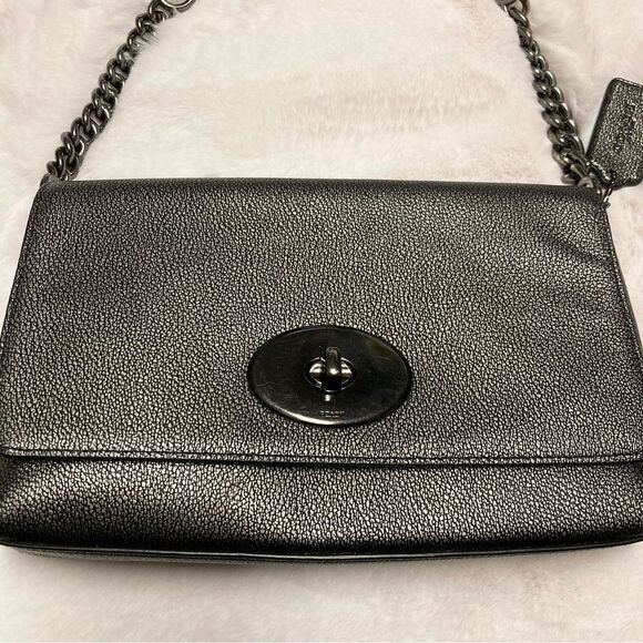 Coach 36335 Gunmetal Metallic Pebble Leather Crosstown Crossbody Bag - Picture 2 of 14